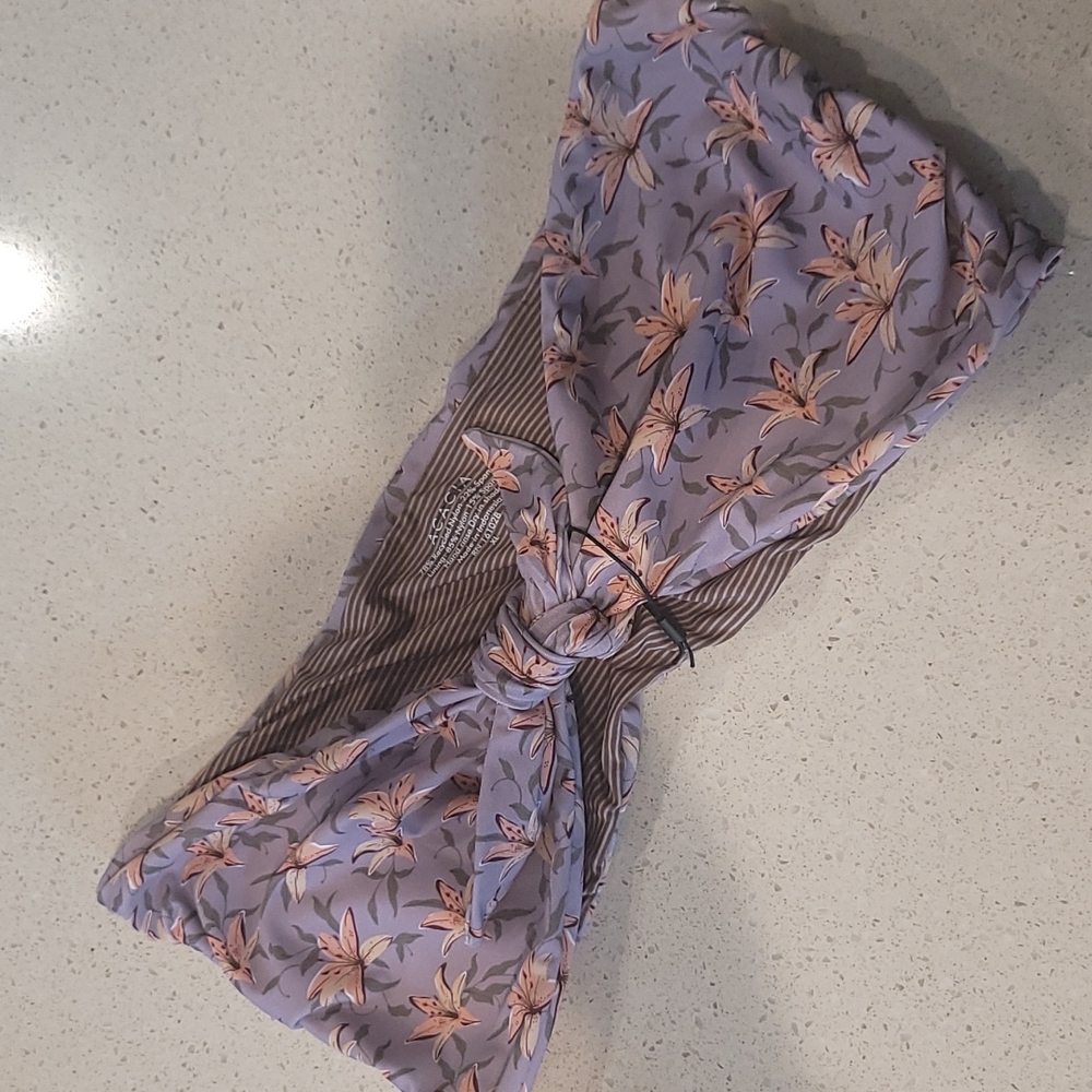 Acacia swimwear Lavender Floral Twist Bandeau Bikini Top